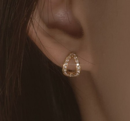 [카리나 착용] 14k post 블론디 큐빅 원터치 링귀걸이