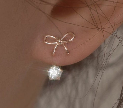 14k post 도벨 리본 투웨이 귀걸이