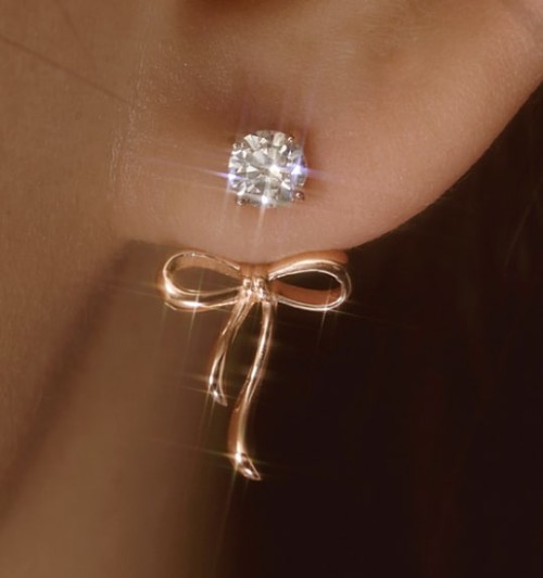 [아이들 민니착용] 14k post 베니시 리본 투웨이 귀걸이