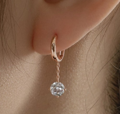 [손예진착용] 14k post 리즈 드롭 원터치 링귀걸이