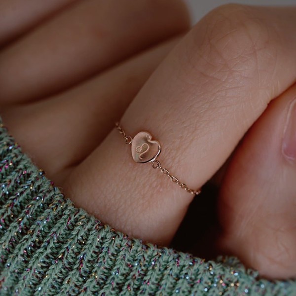 [마지막 소장기회]14k 위니 12별자리 각인 하트 체인 반지