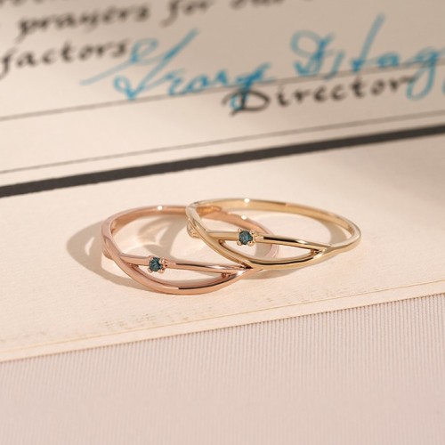 14k페어스블루다이아 반지