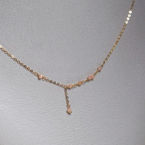 14k 셀린 천연 피치문스톤 목걸이